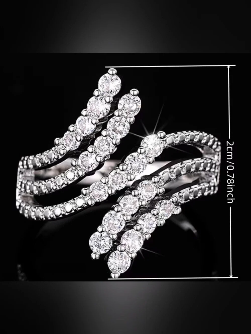 $8 Each Or Bundle 5/$20 Sterling Silver White Crystal Multi-Row Wave Ring